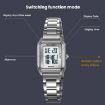 SKMEI 2493 Women's Electronic Watch, Square Steel Strap, Black/White - 6
