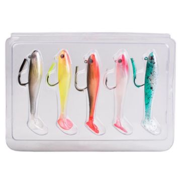 PROBEROS DW6092N6A 5pcs T-Tail Lua Soft Lure Single Hook Bait Set - 1