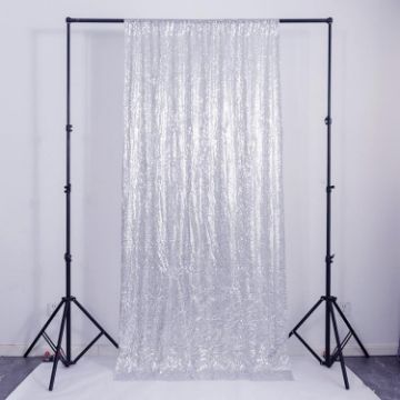 Silver Sequin Embroidered Curtains 120x300cm for Wedding & Party Decor - 1