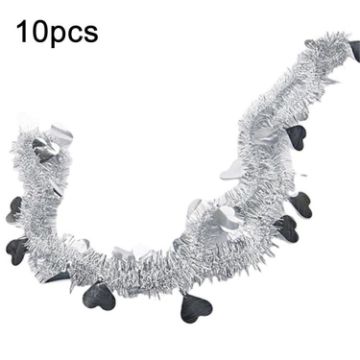 Heart-shaped Ribbon Garlands - 10pcs, 1.8m, Silver Party Decorations - 1