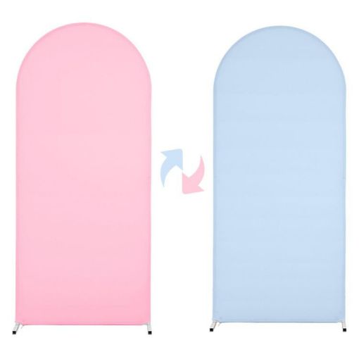 Arch Fabric Cover U Shape 200x100cm Spandex Cloth for Events (Pink+Blue) - 1