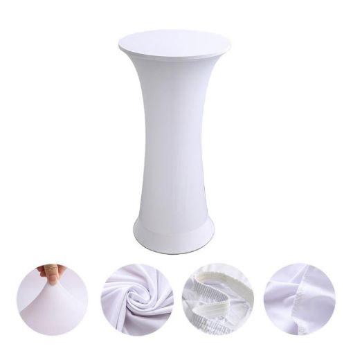 White Elastic Spandex Table Cover for Hotel Wedding, 60cm Round - 1