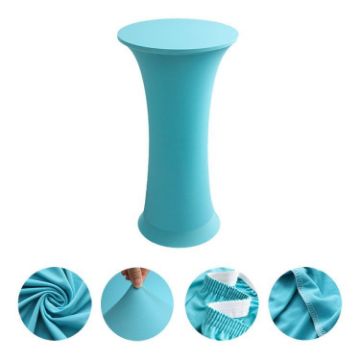 Lake Blue Elastic Spandex Table Cover for Wedding Decor, 60cm Round - 1