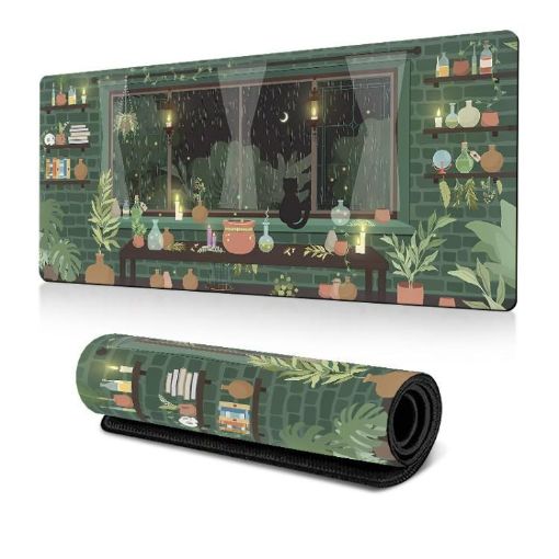 Cute Frog Mouse Pad - Green Non-Slip Desk Mat for Computer 300x600mm - 1