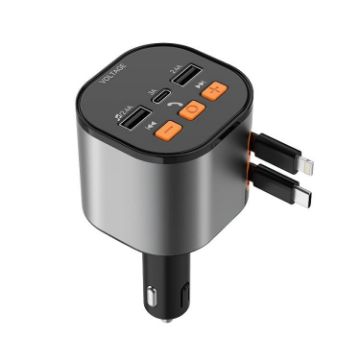Multifunctional PD Bluetooth USB Car Charger 8 Pin+TYPE-C Fast Lighter - 1