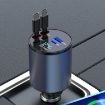 100W Metal Car Charger, Retractable Cable, TYPE-C+TYPE-C (PD+QC) - 2