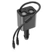 120W Retractable USB Car Charger with Cigarette Lighter - 8 Pin & Type-C - 1