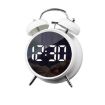 LED Screen Alarm Clock - 12/24H, Loud Metal, Night Light, Plug-In (White) - 1