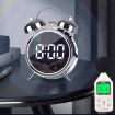 LED Screen Alarm Clock - 12/24H, Loud Metal, Night Light, Plug-In (White) - 2