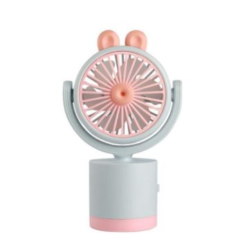 Light Blue Cartoon Rabbit USB Desktop & Handheld Fan, Adjustable Wind Direction - 1
