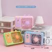Pink Cartoon Kitten Camera Handheld Rechargeable Fan with Stand - 3