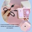 Pink Cartoon Kitten Camera Handheld Rechargeable Fan with Stand - 8