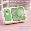 Green Cute Cartoon Kitten Camera Handheld Rechargeable Fan with Stand - 7