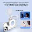 Rechargeable Clip-On Selfie Ring Light with Mirror - 3 Color Modes, White - 4
