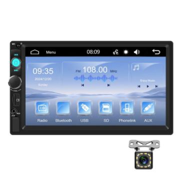 7" Wired Carplay MP5 Player Bluetooth Screen + 12 Light Camera - 1