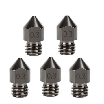 MK8 Hardened Steel Nozzle 5pcs Pack - 1.75/0.3mm High-Temp 3D Printer Hotend - 1