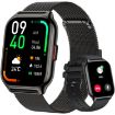 Smart Watch: Blood Oxygen, Sleep, Heart Rate Monitor, Black Steel/Silicone - 1