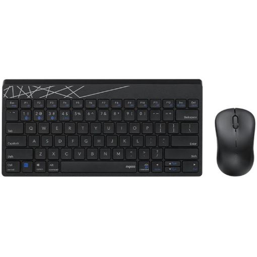 Rapoo 8000GT Wireless Keyboard Mouse Set for Laptop Tablet Phone (Black) - 1