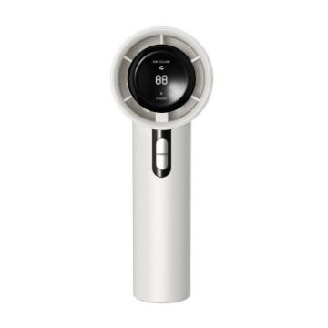 High Speed 100-Gear Bladeless Mini Handheld Fan with Digital Display - White - 1