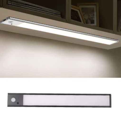 Rechargeable 80cm Motion Sensor Light Bar with Remote - Black Cabinet Lamp - 1