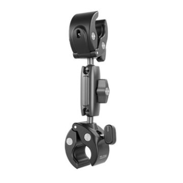 TELESIN Camera Double Clip Clamp 360 Rotating Handlebar Mount Black - 1