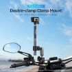 TELESIN Camera Double Clip Clamp 360 Rotating Handlebar Mount Black - 2