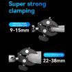 TELESIN Camera Double Clip Clamp 360 Rotating Handlebar Mount Black - 7