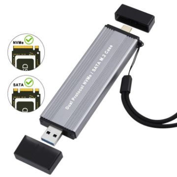 NVMe/SATA M.2 10Gbps USB3.1 Gen2 Hard Drive Enclosure USB + Type-C - 1