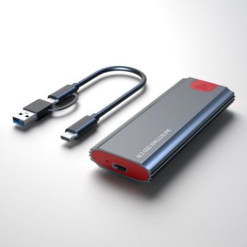 M.2 NVMe/SATA SSD Enclosure USB-C 10Gbps External Case 2TB Support - 1