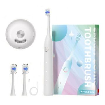 Rechargeable Sonic Electric Toothbrush for Adults, Custom Mode, White - 1
