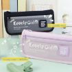 Large Capacity Green Pencil Case with Transparent Front Pocket Organizer - 5
