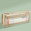 Large Capacity Double-Layer Mesh Pencil Case, Triangular Base, Light Coffee - 1