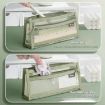 Large Capacity Double-Layer Mesh Pencil Case, Triangular Base, Light Coffee - 3