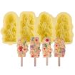 Flower Ice Cream Silicone Mold - 4 Grids, Food-Grade, Yellow Ice Pop Mold - 1