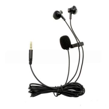Lapel Microphone & Earphone 3.5mm TRRS Stereo Live Monitoring 1.2m - 1