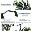 YUMOSHI SE2000S Spinning Reel, Dual Handle, 5.2:1 Gear Ratio, Anti-Shake - 5