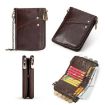 HUMERPAUL BP852 RFID Leather Anti-Theft Double Zipper Wallet Red - 6
