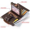 HUMERPAUL BP778 Black RFID Tri-fold Leather Wallet with Double Zipper - 7