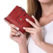 HUMERPAUL BP778 Brown Leather RFID Tri-fold Wallet with Double Zipper - 2