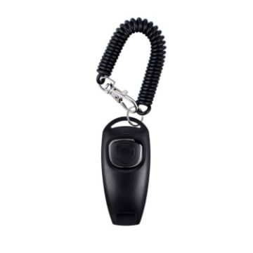 Pet Training Clicker & Dog Whistle with Wristband - Black, 2 in 1 - 1