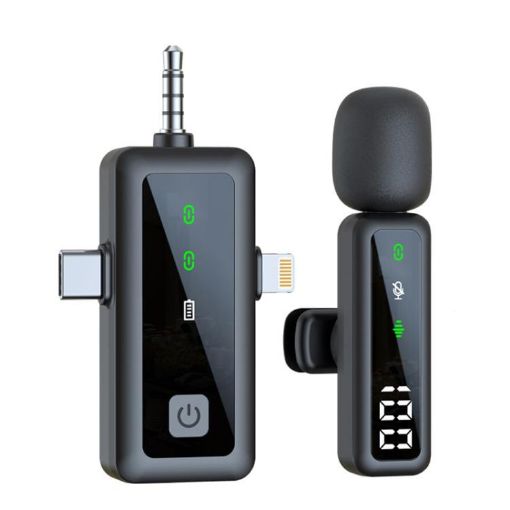 H68 3 In 1 Wireless Lapel Microphone - Noise Reduction for Video & Mobile - 1