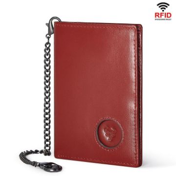 HUMERPAUL BP798 Red Leather Wallet for Airtag with RFID Card Holder - 1