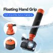 aMagisn Floating Hand Grip for Action Cameras with Triple Claw, Black Orange - 2