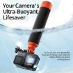 aMagisn Floating Hand Grip for Action Cameras with Triple Claw, Black Orange - 4