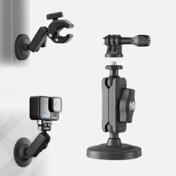 Metal Arm Clamp Magnetic Base with 1/4" Ball Head for Cameras - Black - 1