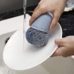 Blue Polyester Cleaning Ball Brush - Short Handle Kitchen Dishwashing Tool - 1