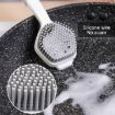Two-Color Bangs Head Wash Pot Brush - Gray White Long Handle Kitchen Tool - 5