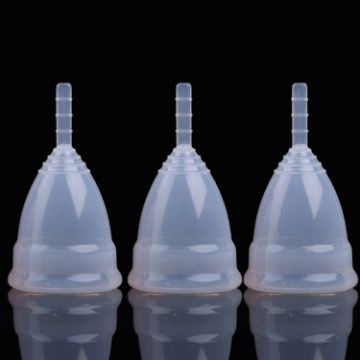 Reusable Soft Silicone Menstrual Cup - 3 PCS, Small, Transparent - 1