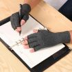 Hemp Gray Half Finger Arthritis Pressure Gloves, Size M - Breathable Sports - 4