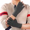 Hemp Gray Half Finger Arthritis Pressure Gloves, Size M - Breathable Sports - 5